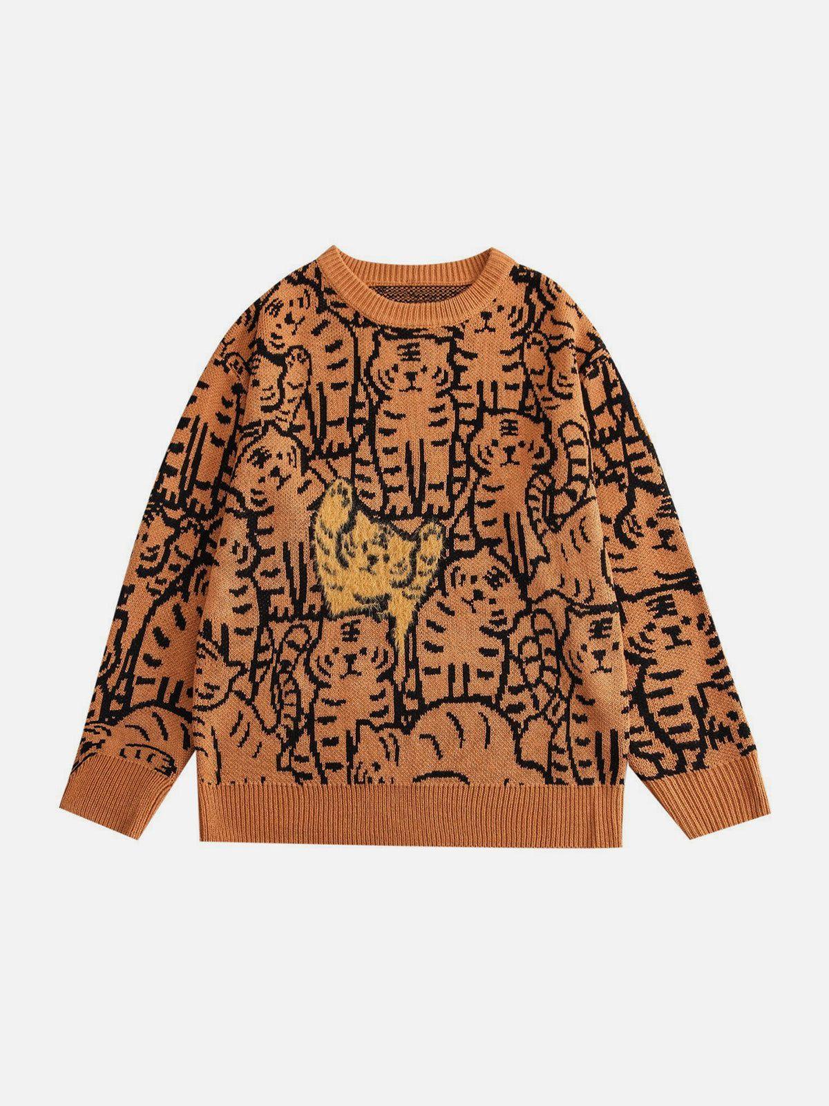 Tiger Pattern Knit Sweater