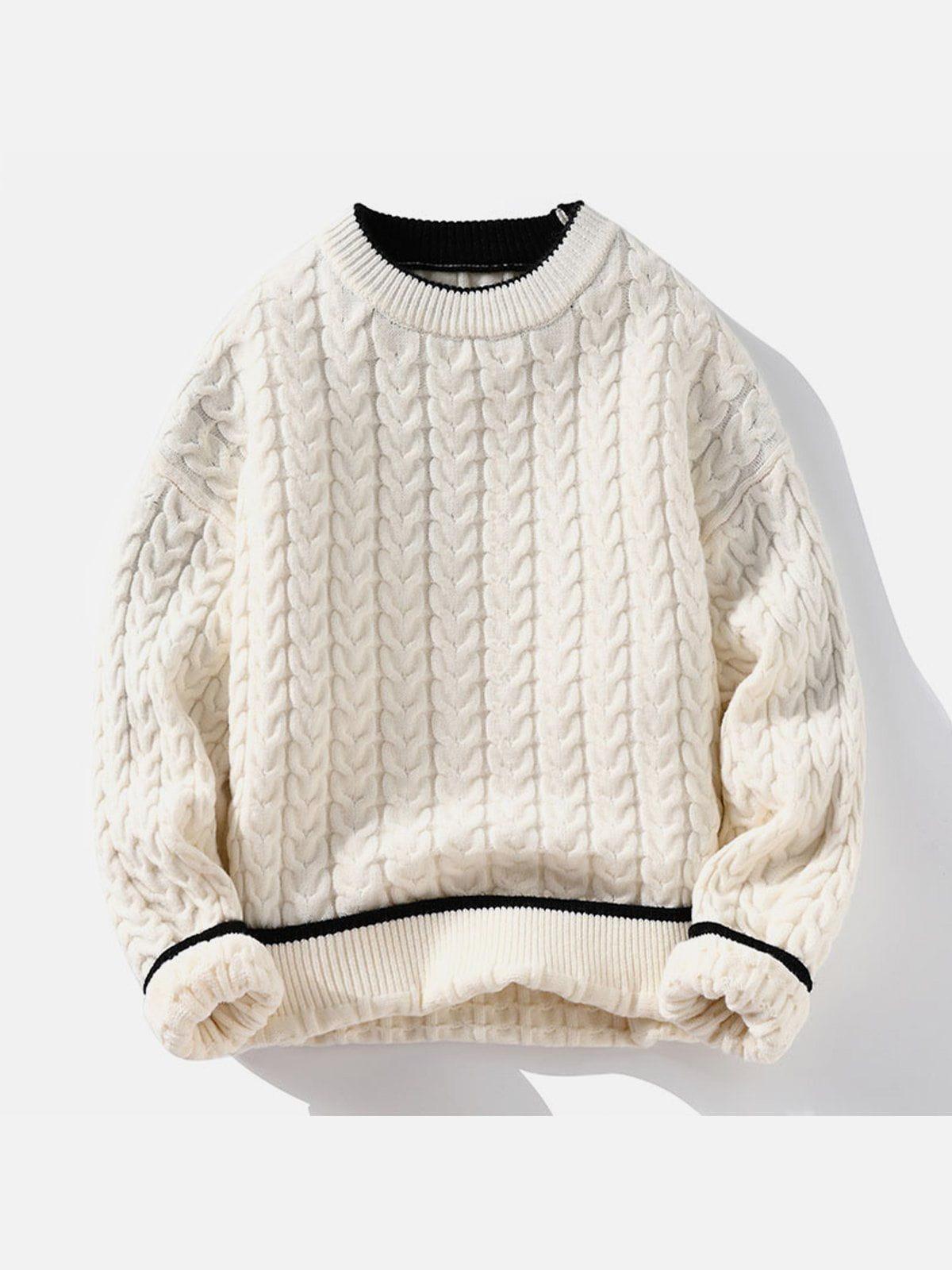 Twist Patchwork Knit Sweater