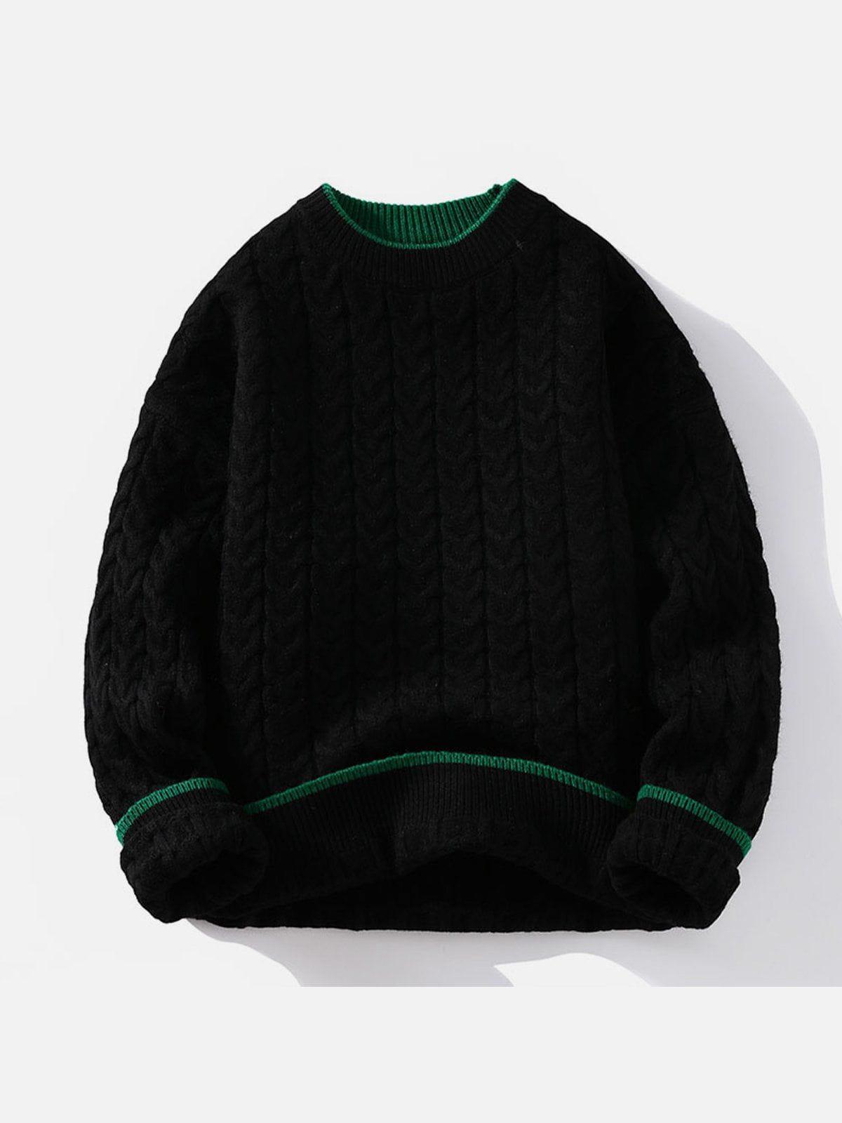 Twist Patchwork Knit Sweater