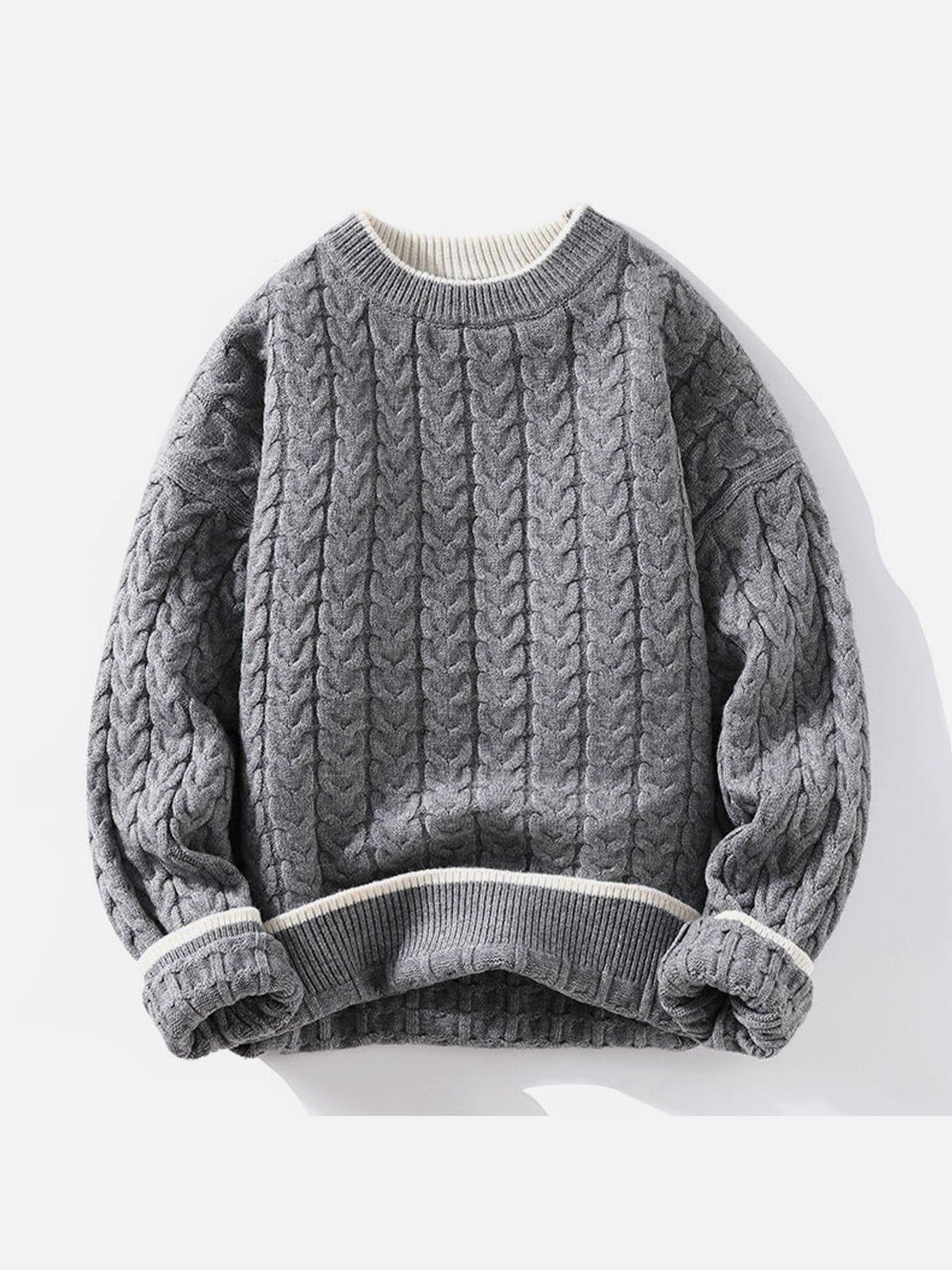 Twist Patchwork Knit Sweater