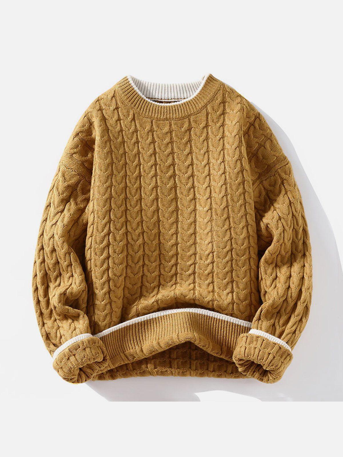 Twist Patchwork Knit Sweater