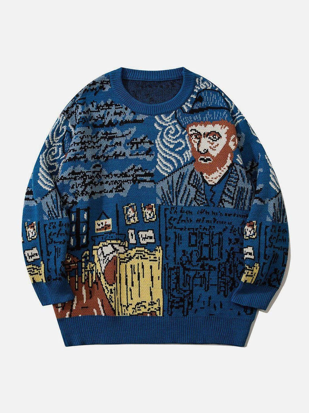 Van Gogh Oil Painting Knit Sweater