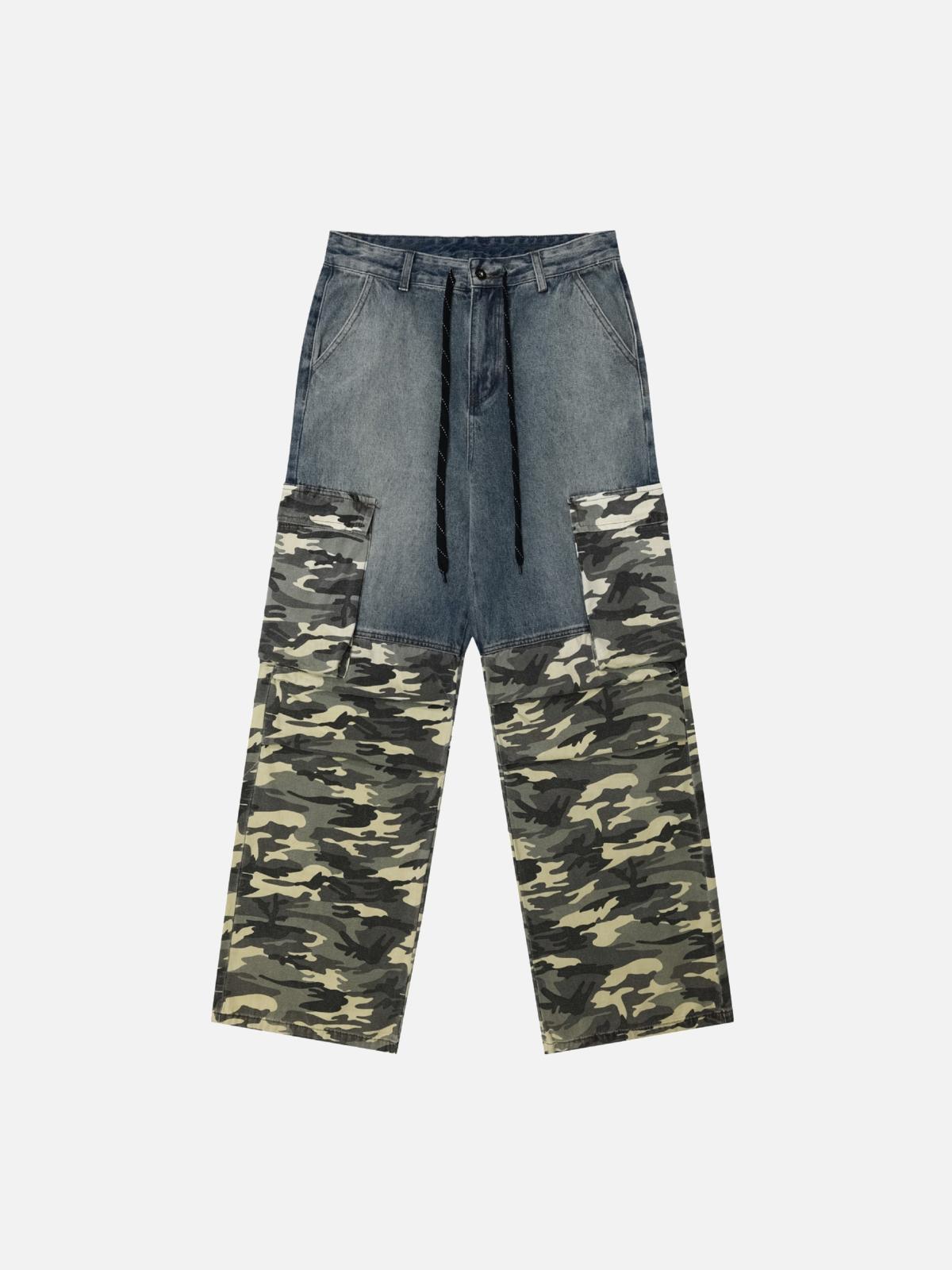 Vintage Camouflage Patchwork Cargo Jeans