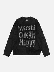 Vintage Contrast Letter Sweater