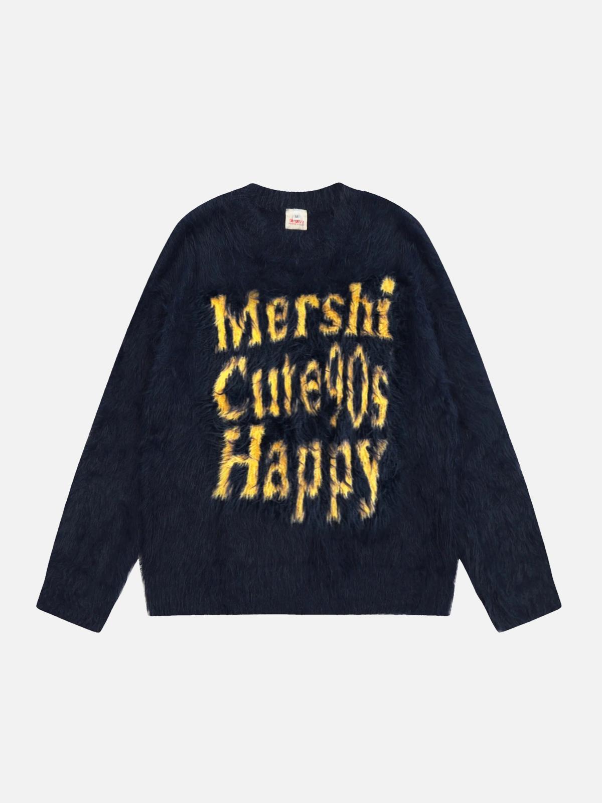 Vintage Contrast Letter Sweater
