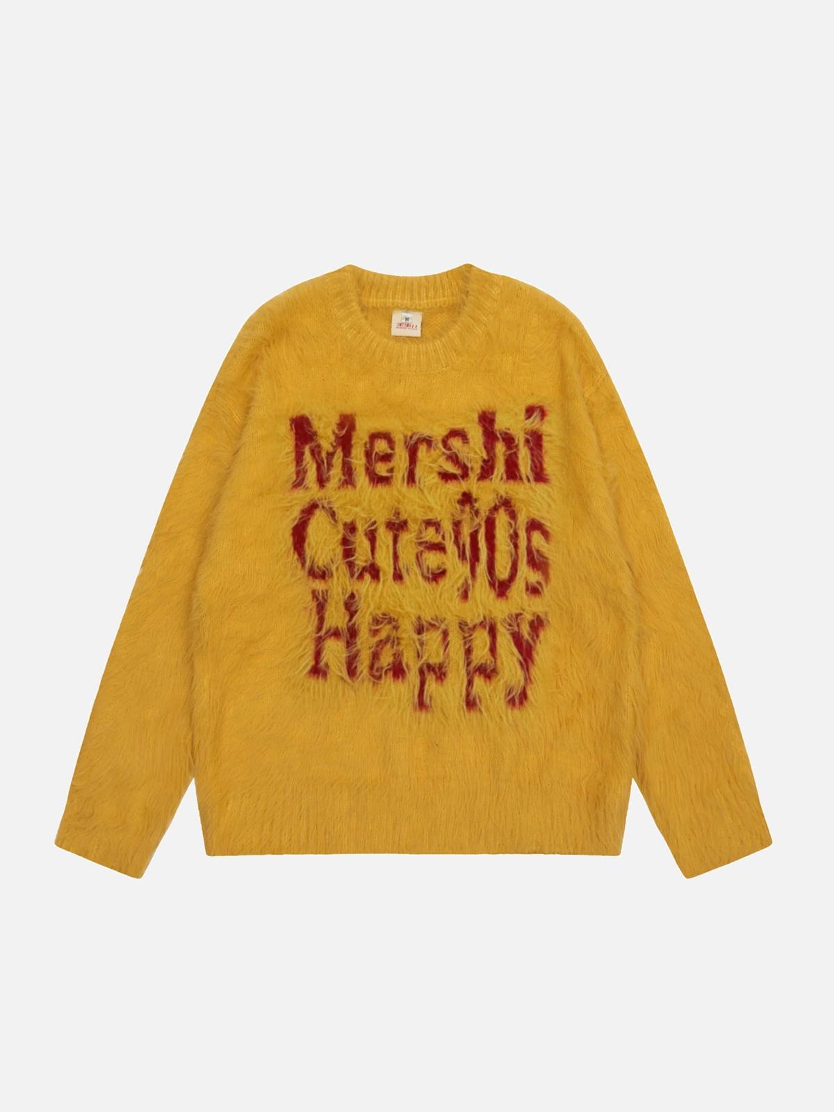 Vintage Contrast Letter Sweater