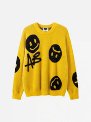 Vintage Contrasting Smiley Face Sweater