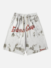 Vintage Dirty Elastic Drawstring Loose Shorts