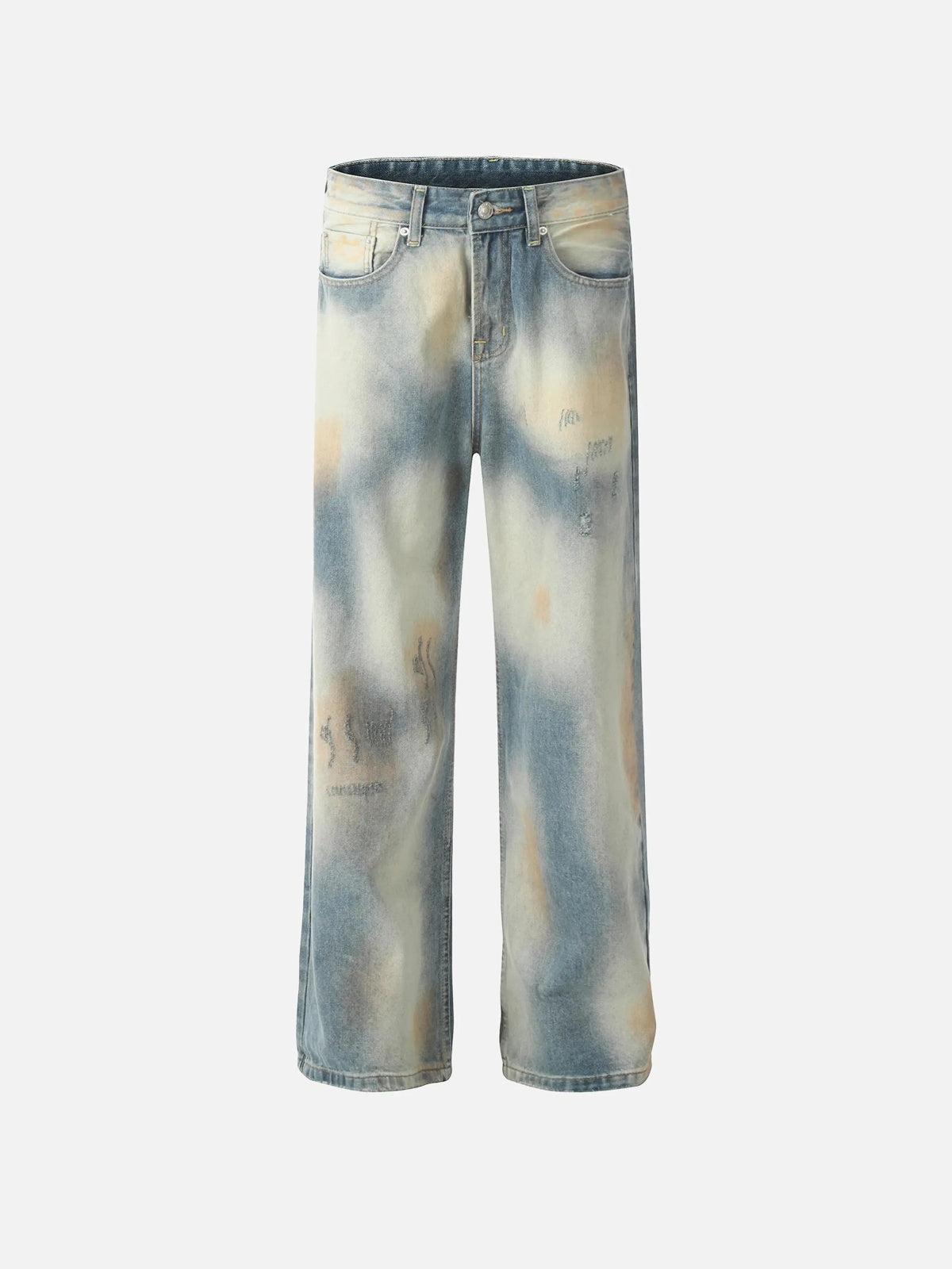 Vintage Distressed Dyed Straight Jeans