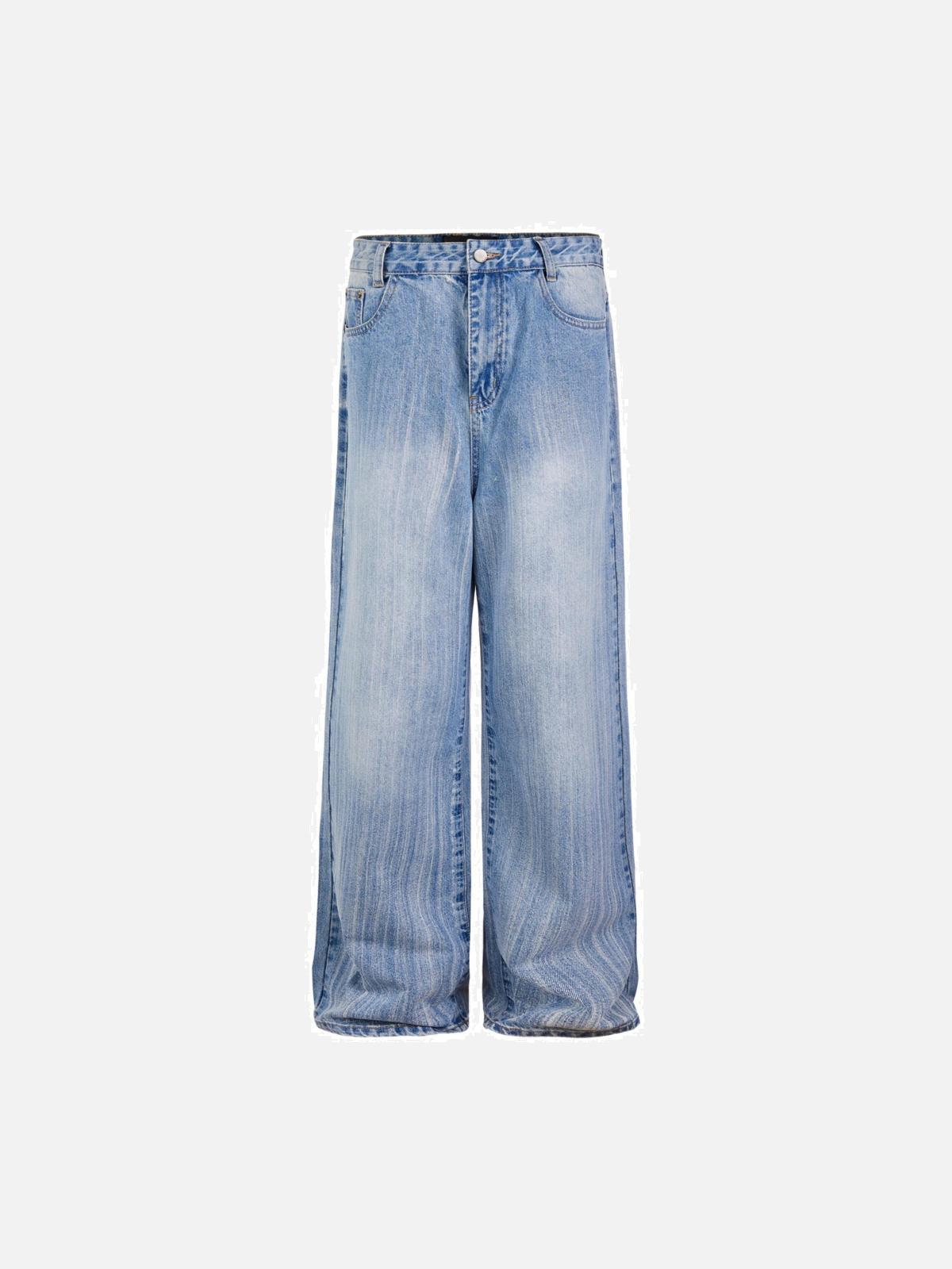 Vintage Distressed Scratched Tie-Dye Jeans