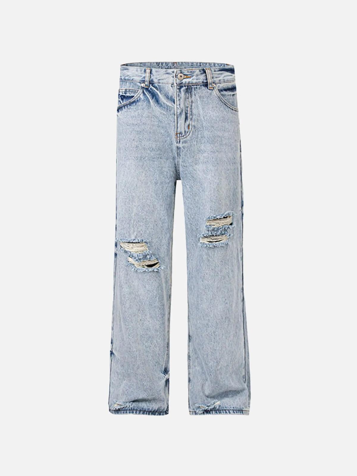 Vintage Distressed Slim Straight-Leg Jeans
