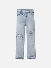 Vintage Distressed Slim Straight-Leg Jeans
