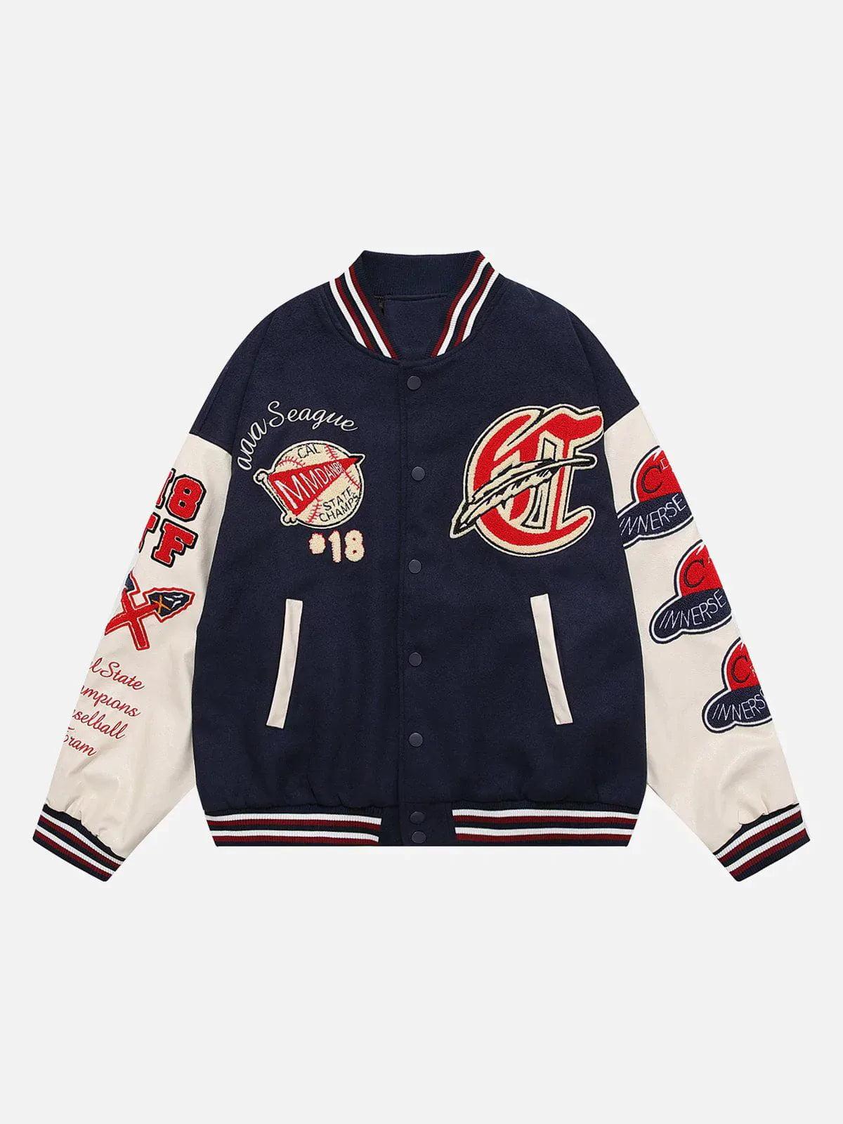 Vintage Flock Print Varsity Jacket