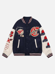Vintage Flock Print Varsity Jacket