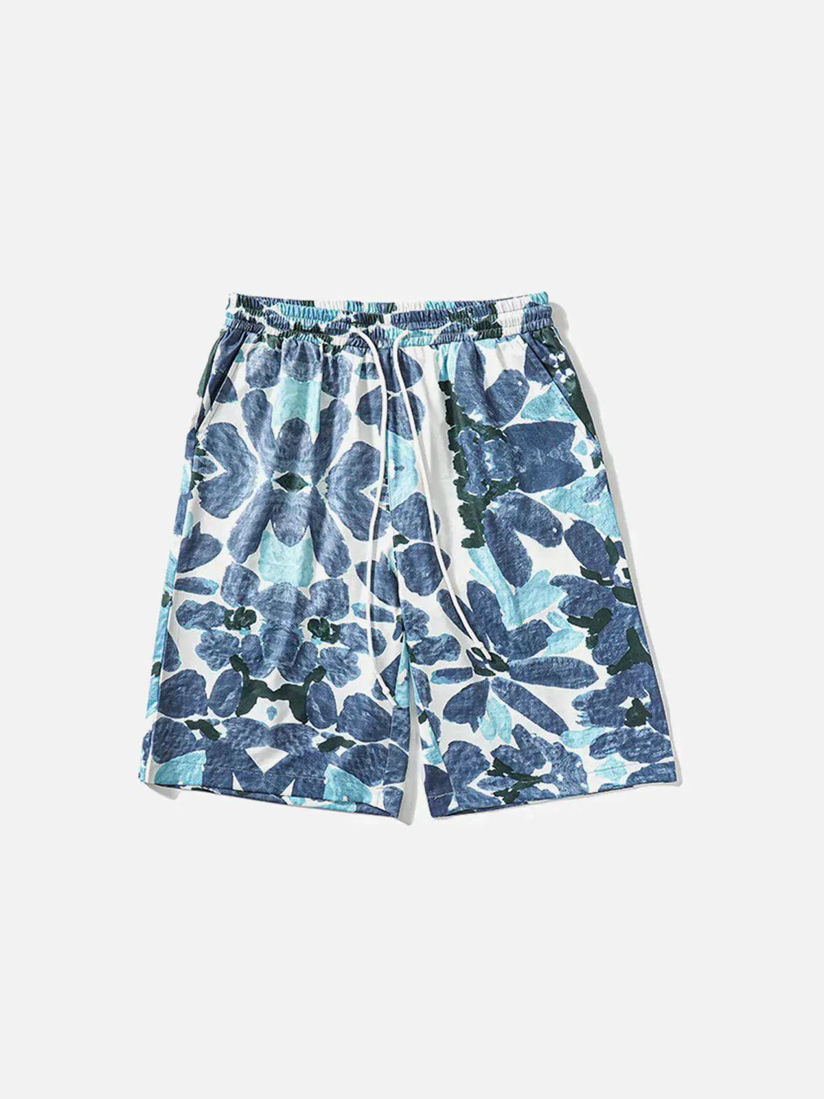 Vintage Floral Oil Painting Beach Shorts