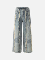 Vintage Fringed Raw-Edge Jeans