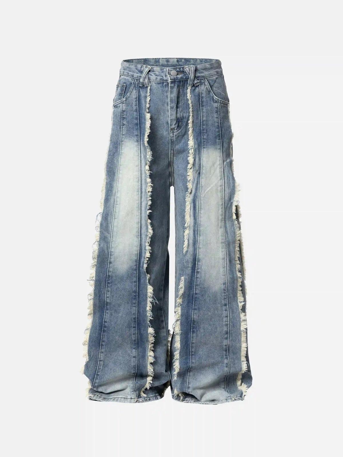 Vintage Fringed Raw-Edge Oversized Jeans