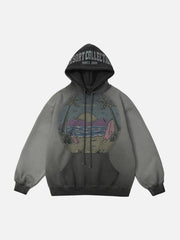 Vintage Gradient Hooded Loose Sweatshirt