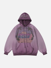 Vintage Gradient Hooded Loose Sweatshirt