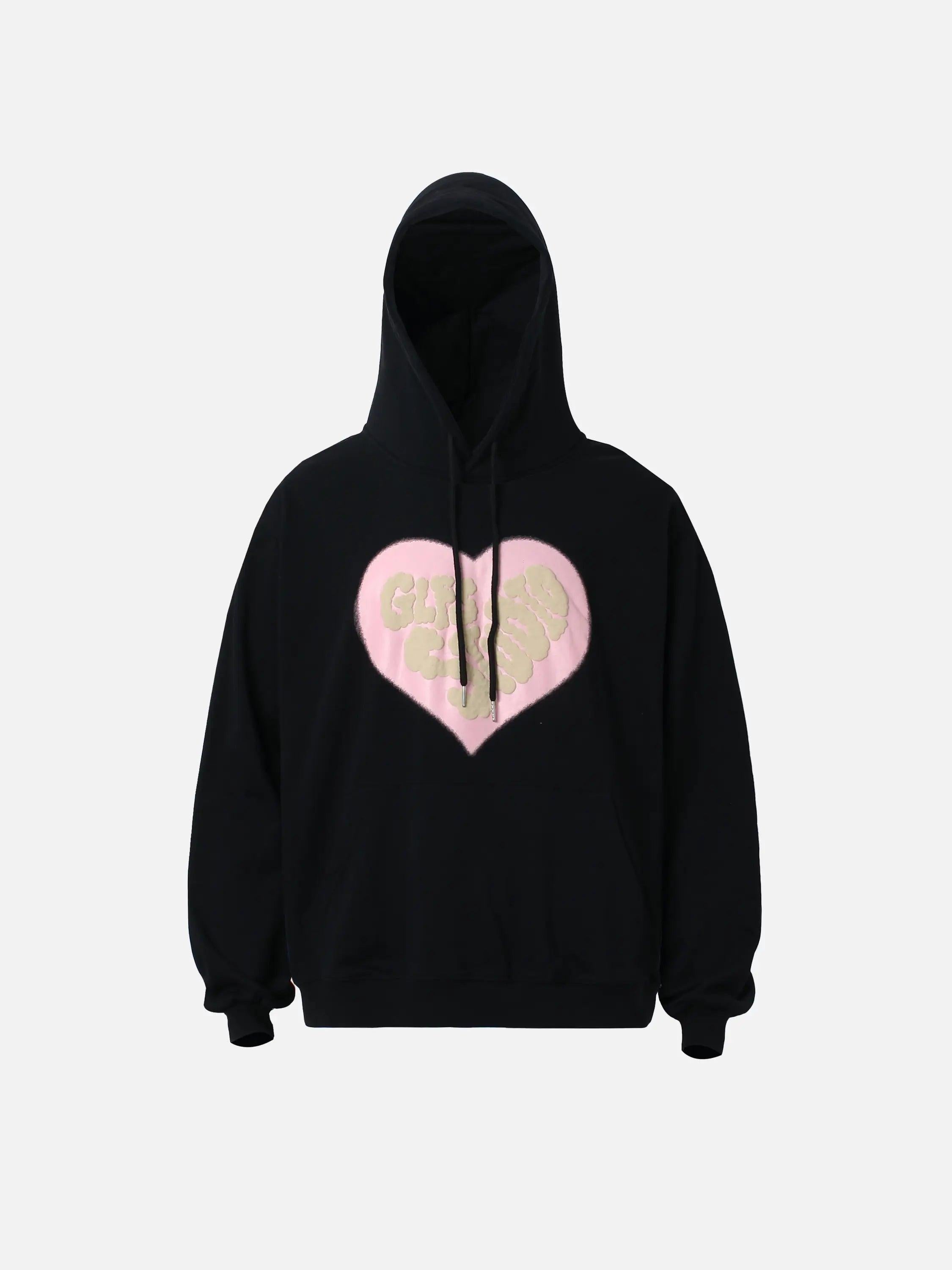 Vintage Heart Print Hoodie