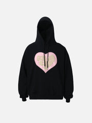 Vintage Heart Print Hoodie