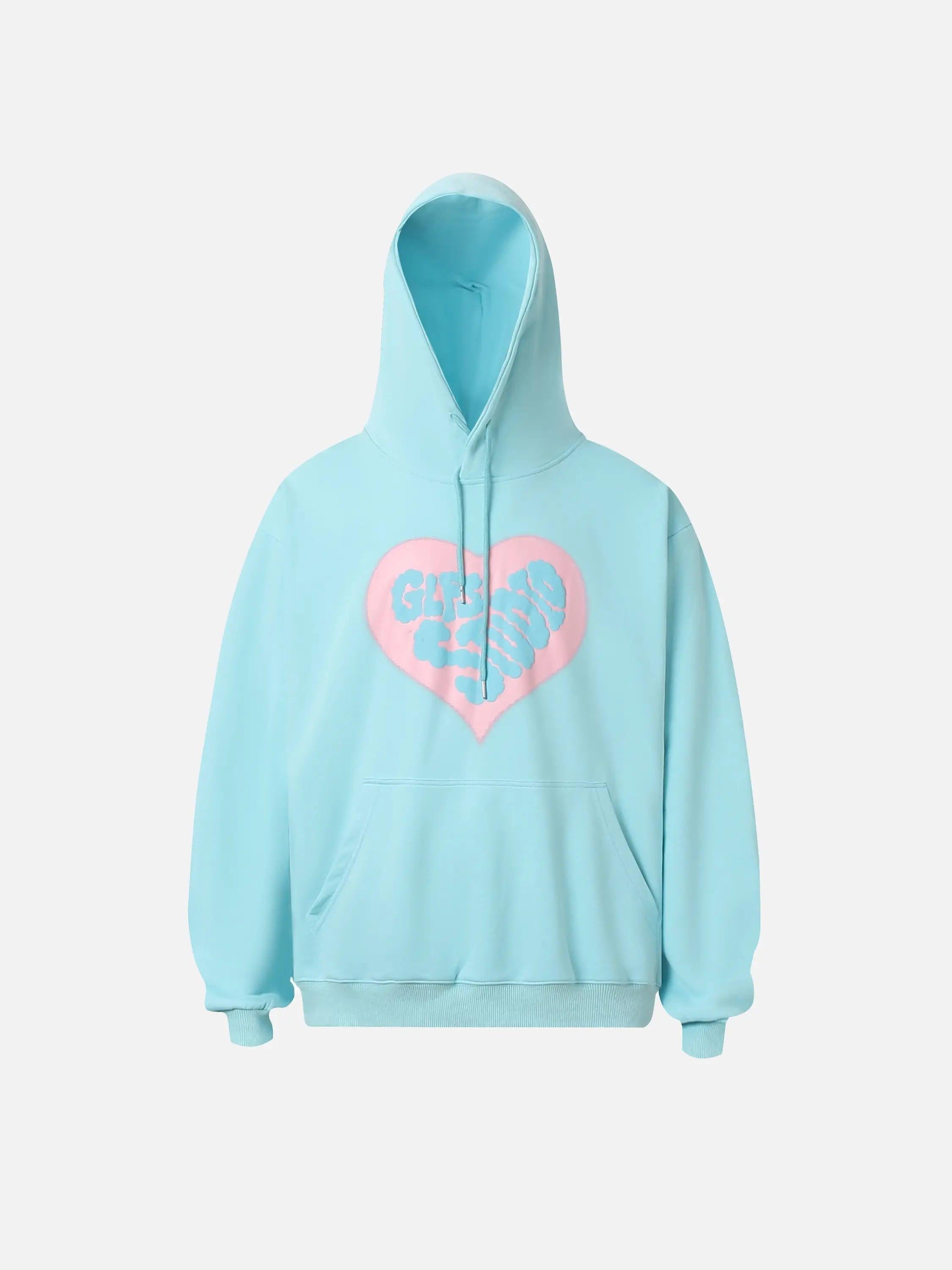Vintage Heart Print Hoodie