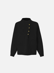 Vintage High-Neck Button Leisure Sweater