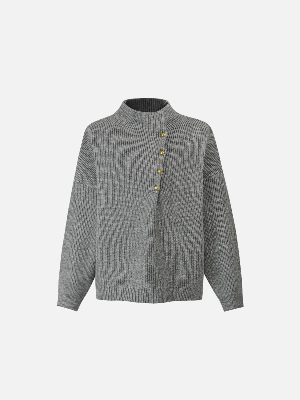 Vintage High-Neck Button Leisure Sweater