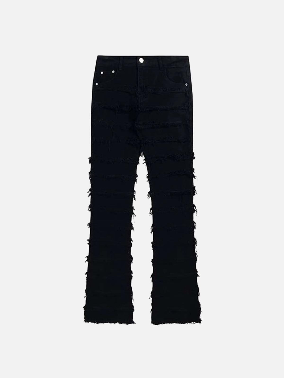 Vintage Layered Raw Edge Slim Jeans