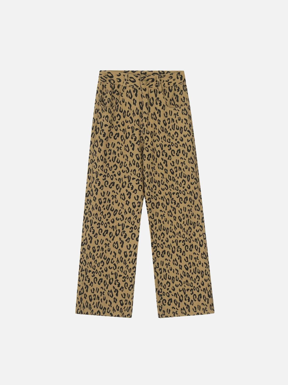 Vintage Leopard Lettering Print Pants