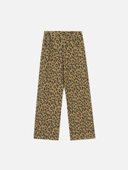 Vintage Leopard Lettering Print Pants