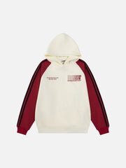 Vintage Letter Stripe Splicing Hoodie