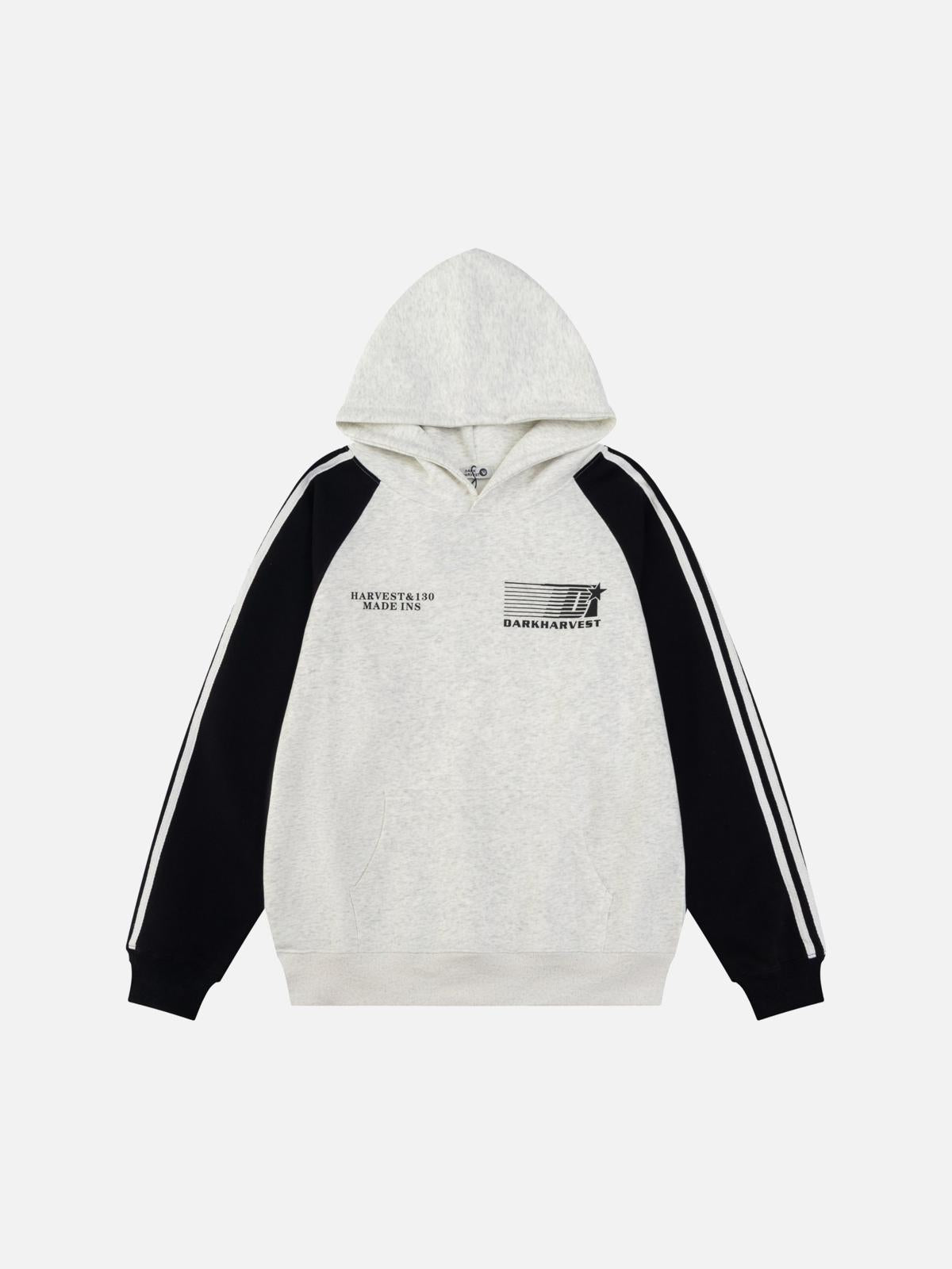 Vintage Letter Stripe Splicing Hoodie