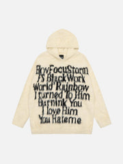 Vintage Lettering Seahorse Fur Hoodie