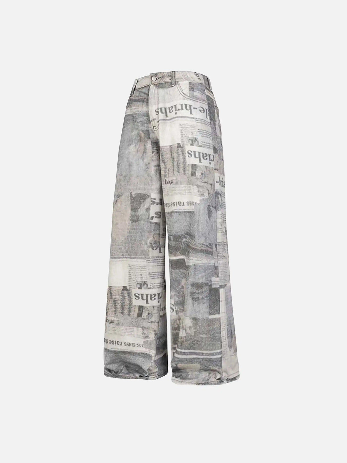 Vintage Newspaper Digital Print Pants
