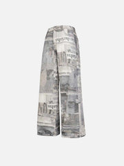 Vintage Newspaper Digital Print Pants
