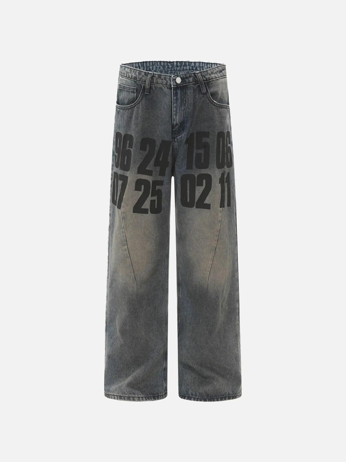 Vintage Number Print Jeans