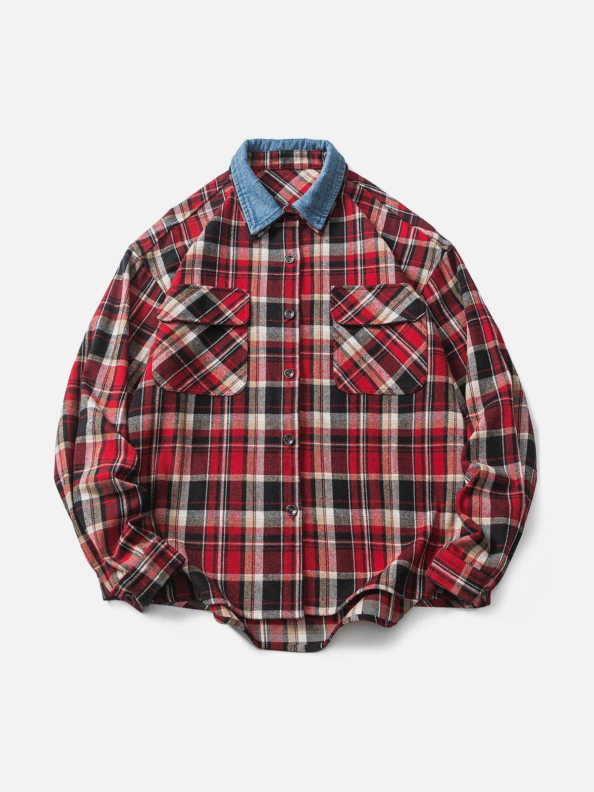 Vintage Plaid Long-Sleeved Shirt