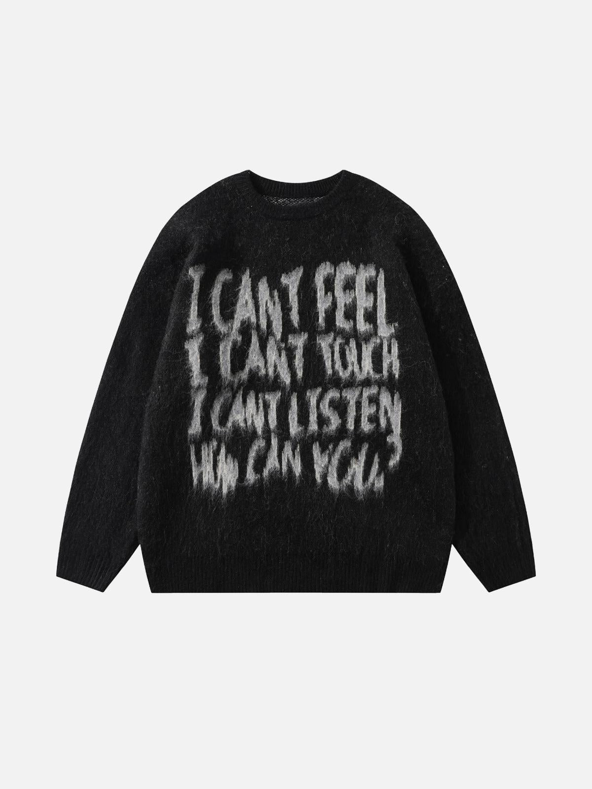 Vintage Print Letter Sweater