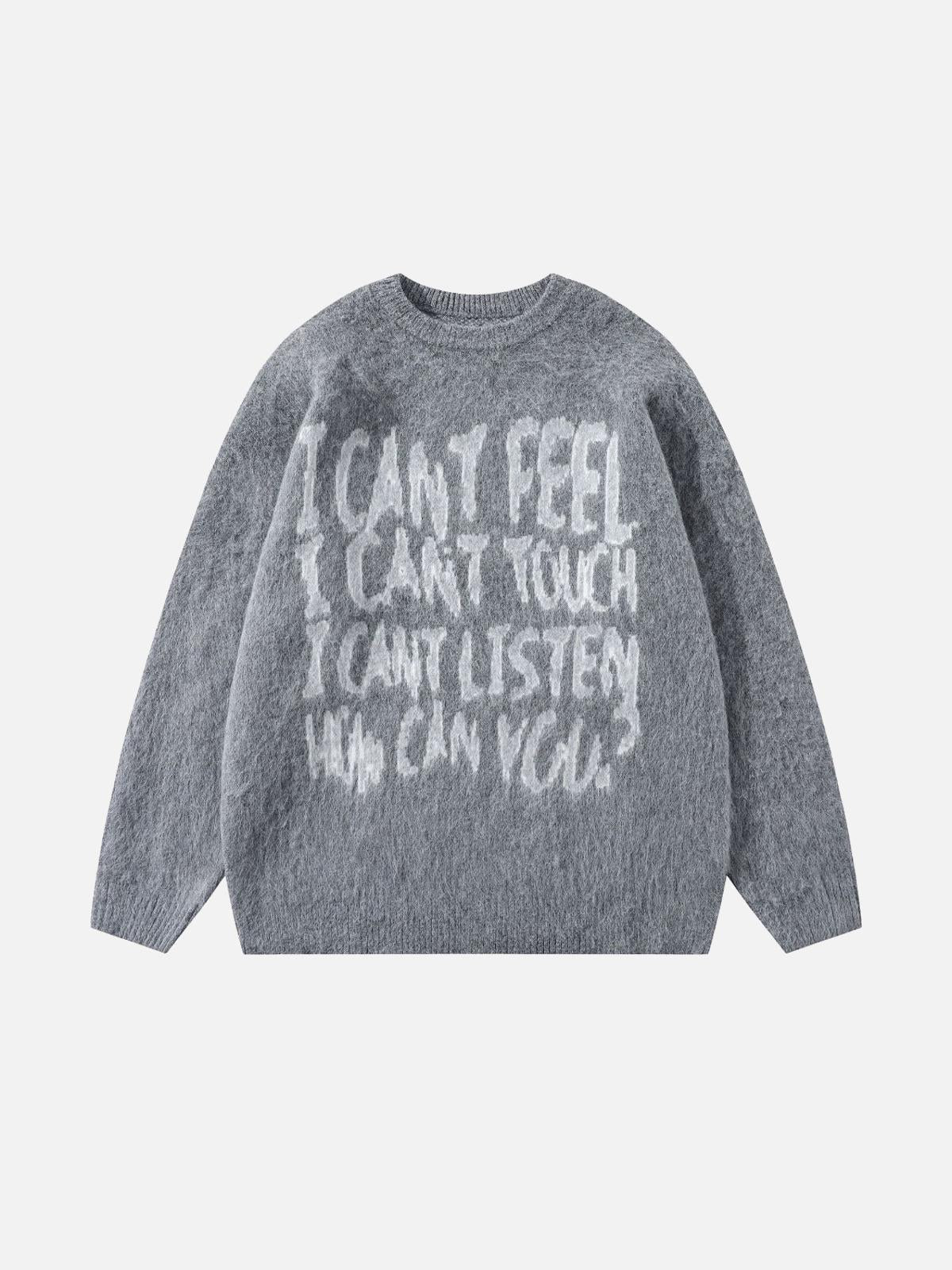 Vintage Print Letter Sweater