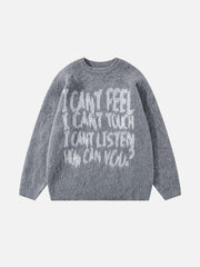Vintage Print Letter Sweater