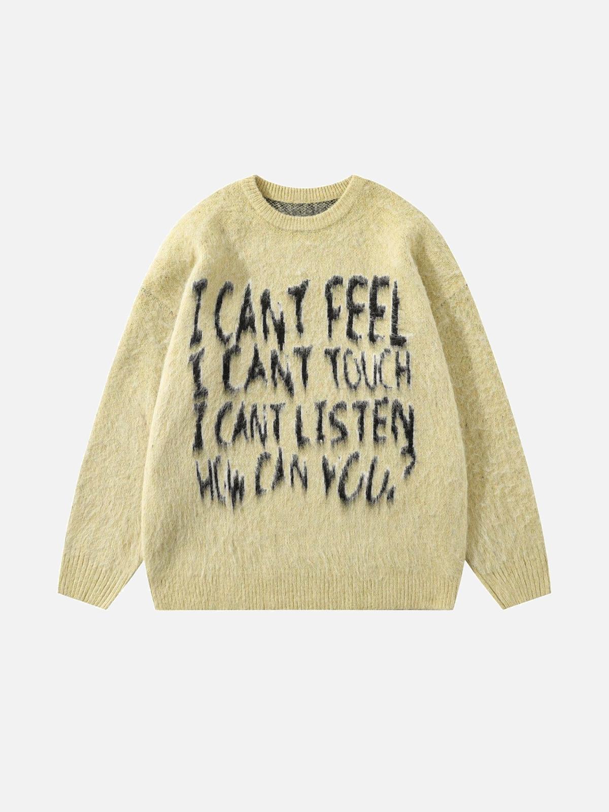 Vintage Print Letter Sweater