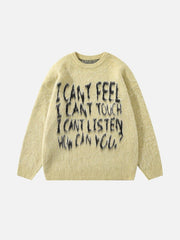 Vintage Print Letter Sweater