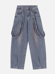 Vintage Solid Double Strap Jeans