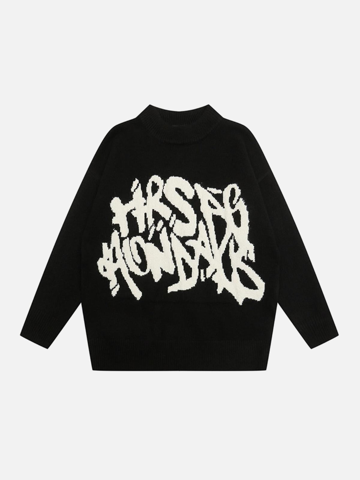 Vintage street Letter Embroidery Sweater