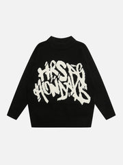 Vintage street Letter Embroidery Sweater