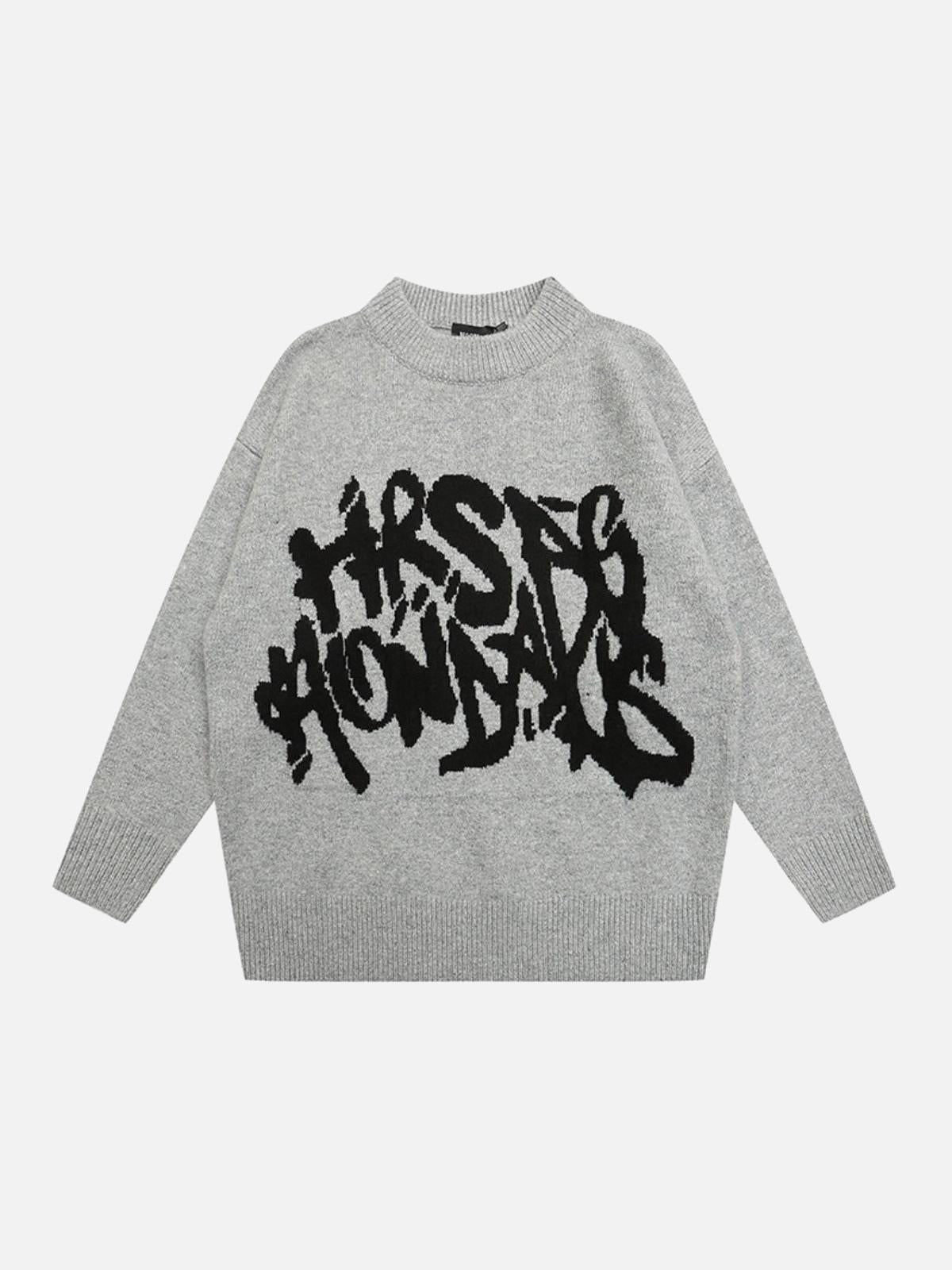 Vintage street Letter Embroidery Sweater