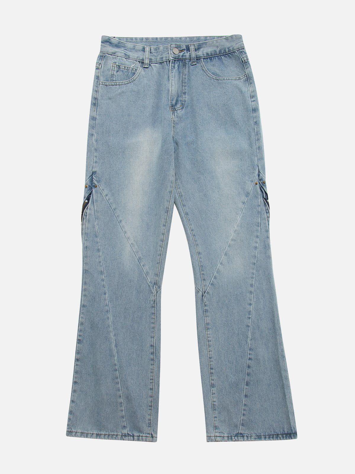 Vintage Wash Adjustable Zip Jeans
