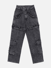 Vintage Washed Denim Cargo Jeans