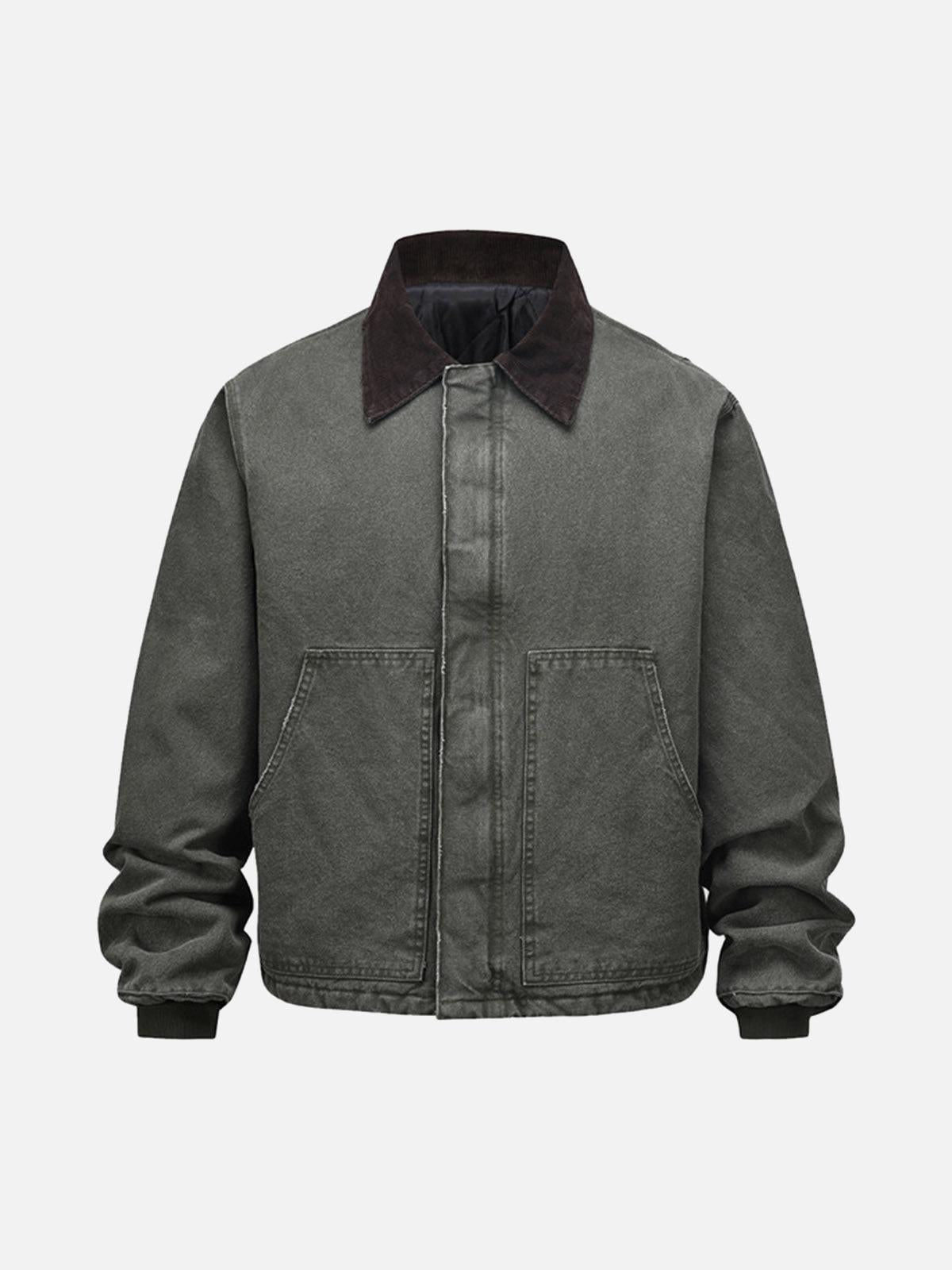 Vintage Washed Distressed Quilted Work Jacket